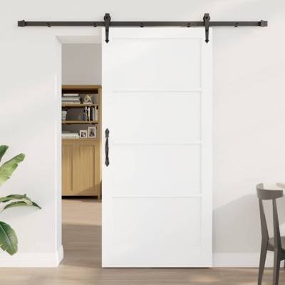 Ușă Glisantă cu Set de Accesorii &amp;#039;ORKDAL&amp;#039;Alb din Lemn de Pin Solid foto