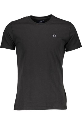 La Martina Tricou barbati, cu mini logo brodat, Regular Fit, Nergru, L foto