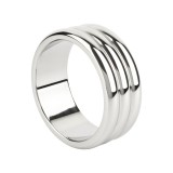 Inel pentru penis MR. STEEL Elegant Deep C-Ring, cu striații, din oțel inoxidabil, diametru 5.5 cm (mare), argintiu