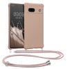 Husa Kwmobile pentru Google Pixel 7a, Crem, Silicon, KWM000019YH006C, Textil, Carcasa