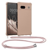 Husa Kwmobile pentru Google Pixel 7a, Crem, Silicon, KWM000019YH006C, Textil, Carcasa