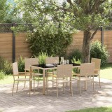VidaXL Set de masă pentru grădină 7 pcs Bej 150 x 90 x 75 cm poliratan