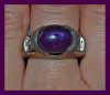 Unic! inel argint 925 antic cu ametist natural!!oval cut caboson, 46 - 56