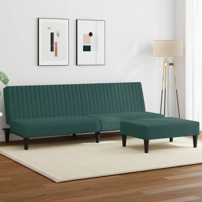 vidaXL Set canapele, 2 piese, verde &icirc;nchis, catifea