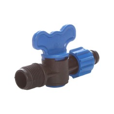 Robinet din plastic pentru teava picurare cu filet si piulita, Nr-7645, 20 mm x 3/4&quot; FE