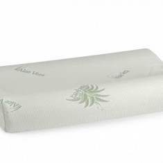 Perna ergonomica Memory Aloe Vera Somnart, sustinere exacta pentru gat si cap, husa detasabila, 42x72x12 cm