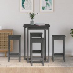 Set mobilier de bar, 5 piese, gri, lemn masiv de pin GartenMobel Dekor foto