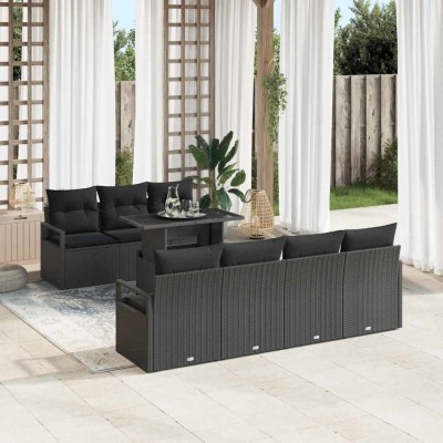 vidaXL Set de canapele pentru grădină 8 pcs Negru 100 x 55 x 73 cm 3348769 foto