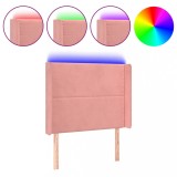 Cumpara ieftin Tablie de pat cu LED, roz, 83x16x118/128 cm, catifea
