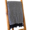 Patura Bumbac Bleumarin Zigzag 125x150cm Boho Confort - Patura Decorativa Canapea, Fotoliu, Pat - Design Modern