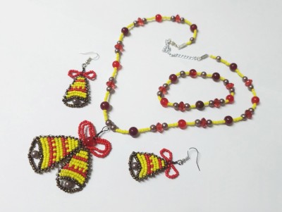 Set bijuterii Craciun Clopotei, unicat handmade margele foto