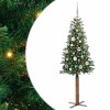 VidaXL Brad de Crăciun subțire Verde 150 cm PVC și lemn de PIN masiv 3394853