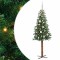 vidaXL Brad de Crăciun subțire Verde 150 cm PVC și lemn de PIN masiv 3394853