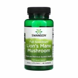 Full Spectrum Lion&#039;s Mane Mushroom (Ciuperca Coama Leului) 500 miligrame 60 capsule Swanson