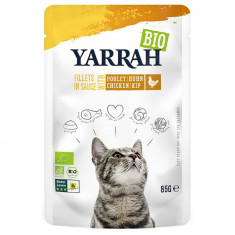 Hrana umeda bio pentru pisici, file de pui in sos, 85g Yarrah