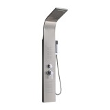 Panou Duș Hidromasaj Midi Inox, Cascada, 2 Duze Spate, Robinet Alama, Duș Manual ABS, Argintiu/Negru