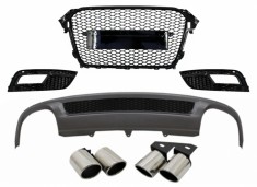 Difuzor Bara Spate si Ornamente toba AUDI A4 B8 Facelift Sedan/Avant (2012-2015) cu Grila Centrala si Grile Proiector S-Line Design doar Bara Standard foto