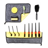 Set mare detailing auto pentru curatare AMiO, perii detailing 5 buc, curatator grile ventilatie, 3 perii tehnice, perie jante, prosoape microfibra,