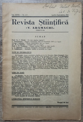 Revista Stiintifica V. Adamachi, aprilie-septembrie 1941 foto