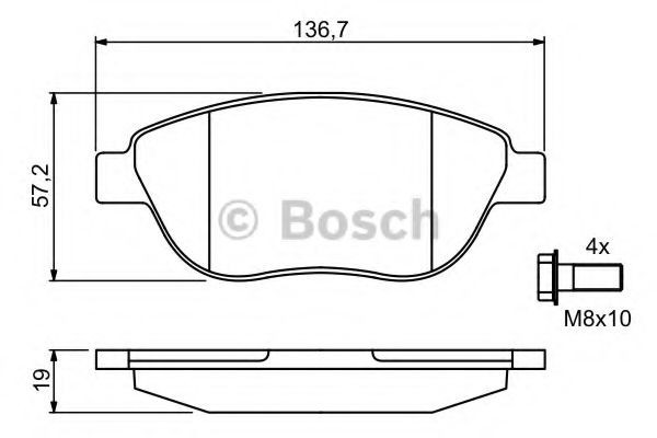 Set placute frana,frana disc PEUGEOT 207 (WA, WC) (2006 - 2016) BOSCH 0 986 494 038