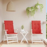 vidaXL Perne scaun cu spătar &icirc;nalt, 2 buc., roșu, 120x50x3 cm, textil