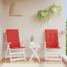 vidaXL Perne scaun cu spătar &amp;icirc;nalt, 2 buc., roșu, 120x50x3 cm, textil foto