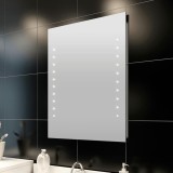 Oglinda Baie LED 60x80 cm vidaXL Argintie, de Perete, Luminoasa, Economica