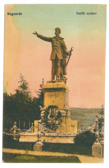 523 - SIGHISOARA, Statue Petofi Sandor, Romania - old postcard - unused