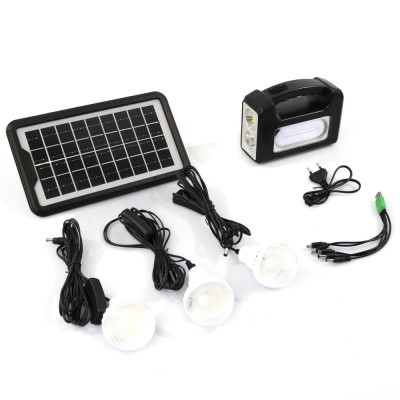 Sistem de iluminat solar GDPLUS, 3 becuri LED, unitate principala/baterie cu lanterna, USB, cablu de incarcare 220V, GD-7COB foto