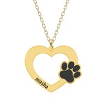 Paw Lover - Colier personalizat din argint placat cu aur galben 24K - Inima