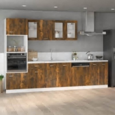 vidaXL Dulap cuptor microunde &amp;ldquo;Lyon&amp;rdquo; stejar afumat 60x57x207cm foto