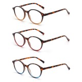 Set de 3 Ochelari de Citit Rotunzi Vintage cu Balamale cu Arc, Unisex +2.0 &ndash; Mixt