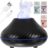 Cumpara ieftin SMARTECH Difuzor de ulei esential tip flacara, aromaterapie, umidificator de aer, rezervor 130ML,cu lumina veghe ajustabila + 3 Uleiuri Cadou