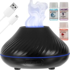 SMARTECH Difuzor de ulei esential tip flacara, aromaterapie, umidificator de aer, rezervor 130ML,cu lumina veghe ajustabila + 3 Uleiuri Cadou foto