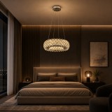 Candelabru cu cristale KALTO Nobile 72W, 3 tipuri de lumina (rece/calda/neutra), crom, inaltime reglabila