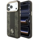 Husa MagSafe pentru Apple iPhone 18 Pro Max / 17 Pro Max, Guess, 4G Stripe Round Classic Logo, Maro