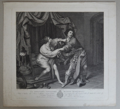 Giovanni Bilivert &amp;quot;Iosif si sotia lui Putifar&amp;quot; gravura 1796 foto