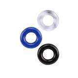 Set 3 inele pentru penis CHISA GK POWER Donut Rings, din TPE, diametru 1.8 cm, culori albastru, alb și negru