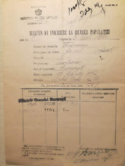 1922 Gavril Unanian, Buletin inscriere , Prefectura Poli?iei Capitalei, armean foto