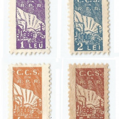 *Romania, lot 832 cu 4 timbre fiscale de cotizatie, 1957, NG