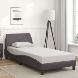 VidaXL Cadru de pat cu tăblie, gri, 80x200 cm, piele ecologică