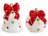 Cumpara ieftin Set 2 decoratiuni Craciun ceramica multicolora cu led &Oslash; 11 cm x 13 H