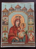 PM406N Madona din Ierusalim, litografie rom&acirc;nească religioasă de epocă