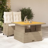 VidaXL Set mobilier de grădină, 2 piese, cu perne, bej, poliratan