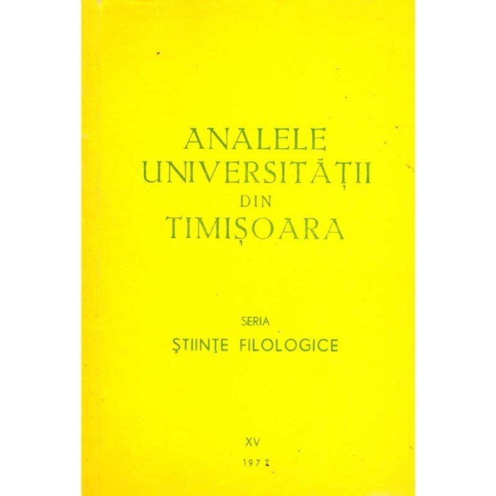 colectiv - Analele universitatii din Timisoara XV - 1977. Seria