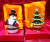SET CASETA MINIATURA PORTELAN CU ALAMA SI ALAMA CU EMAIL DECOR BRAD SI OM ZAPADA