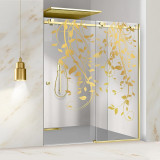 Paravan dus cu usa glisanta Glissando Gold, model Dance auriu, sticla clara securizata, pentru nisa cu latime intre 140-150x205 cm, Leroy Glass