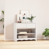 Masă consolă vidaXL DRAMMEN, alb, 89.5x37x73 cm, lemn masiv pin, 2 sertare, hol living, design modern