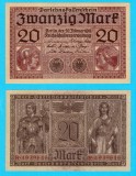 Germania (pick 57) 20 Mark 1918 UNC-; Zeița Minerva și Zeul Mercur