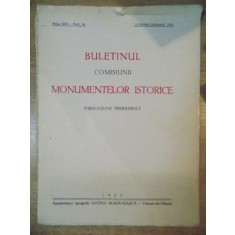 BULETINUL COMISIUNII MONUMENTELOR ISTORICE , PUBLICATIE TRIMESTRIALA , ANUL XXX, FASCICOLA 94 , OCTOMBRIE-DECEMBRIE , Bucuresti 1937